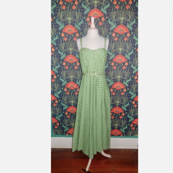 Antonio Melani X Style By Simkins Green Margo Poplin Fit Flare Tea Sun Dress - Picture 5 of 10
